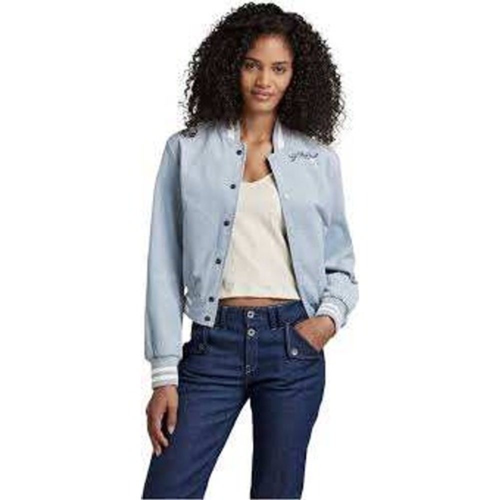 G-STAR Y2K Women's Preppy Corduroy Blue Bomber Jacket _ Sz (S) (Read)